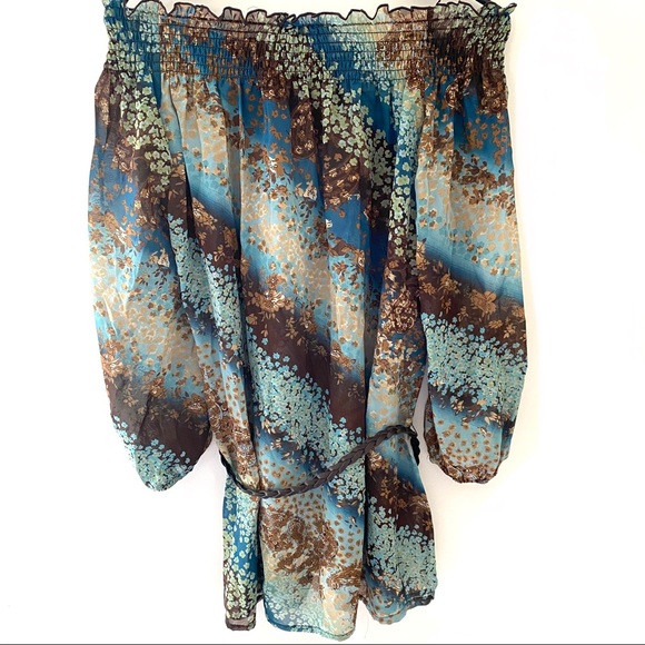 Paisley & floral off shoulder sheer blouse tunic - Picture 2 of 4